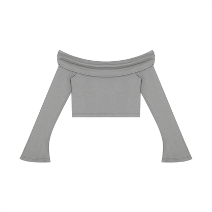 Women's Off-the-Shoulder Bell Sleeve Crop T-Shirt