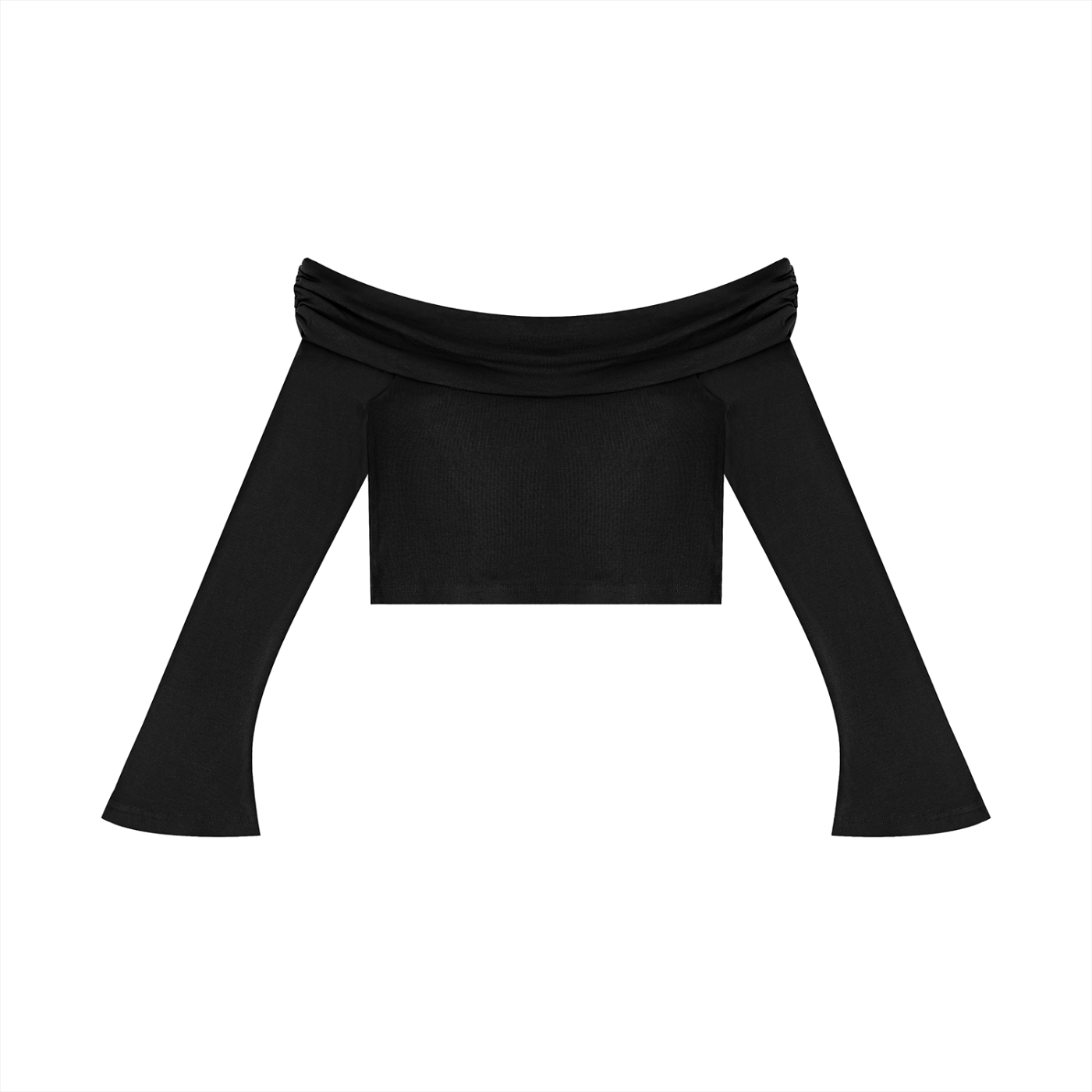 Women's Off-the-Shoulder Bell Sleeve Crop T-Shirt