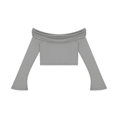 Women's Off-the-Shoulder Bell Sleeve Crop T-Shirt