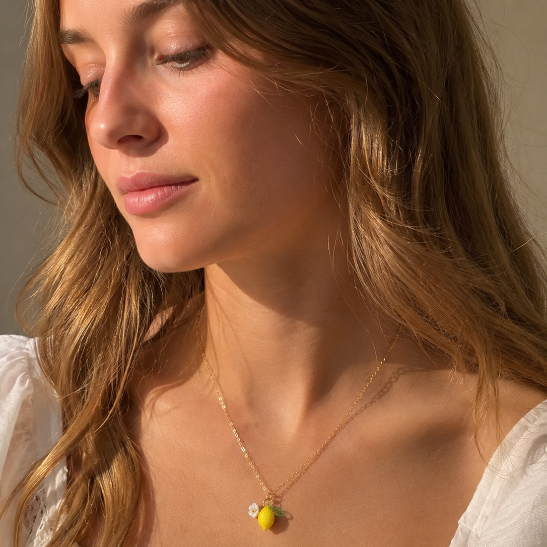 Collier Pendentif Citron & Fleur