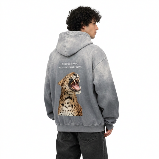 Heavyweight Sunfade Oversized Hoodie HAPPINESS