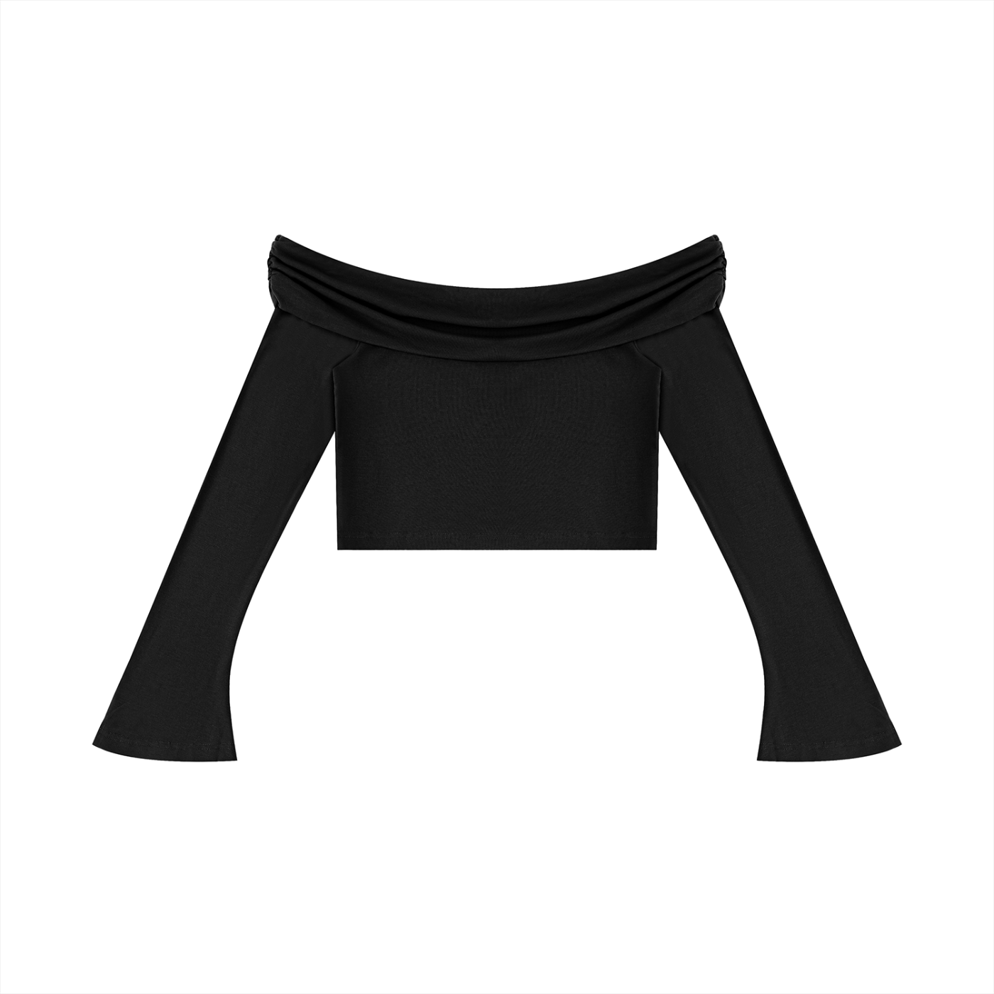 Women's Off-the-Shoulder Bell Sleeve Crop T-Shirt